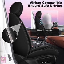 IKABEVEM Bling Car Seat Covers Fit for Ford Taurus 2010-2019 Faux Leather Shining Diamond Seat Cushion Protectors Waterproof Luxury Full Set Seat Cover for Women Girl(5 Seats,Black&Diamond)