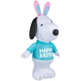 National Tree Company Inflatable Snoopy Decoration, Self Inflating, 4 AA Batteries Required, Easter Collection, 19 Inches