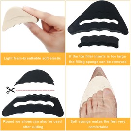 Geyoga Geyoga 12 Pairs Shoe Filler High Heel Cushion Pads Adjustable Toe Filler Inserts Front Insoles Heel Grips Liner Insert for Preventing Too Big Shoe from Slipping Blisters Relieve Pain(Elegant Style)