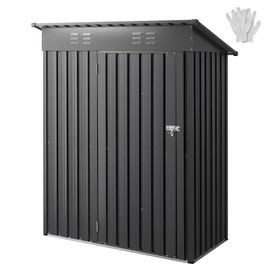 VEVOR 5 x 3 FT Metal Garden Shed, Storage Building with Lockable Door & 2 Louver Vents, Sloped Roof Metal Outdoor Storage Shed, Tool Sheds Outdoor Storage for Backyard, Garden, Patio, Bike, Gray