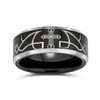 Laser Etched Catholic Religious Black Christ Thorn Cross Titanium Band
