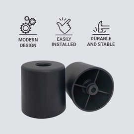 Marcopol Pack of 4 Black Furniture Legs Height 50mm Round Diameter 50mm Furniture Feet Material Plastic Screws Included (4, Height 50mm)