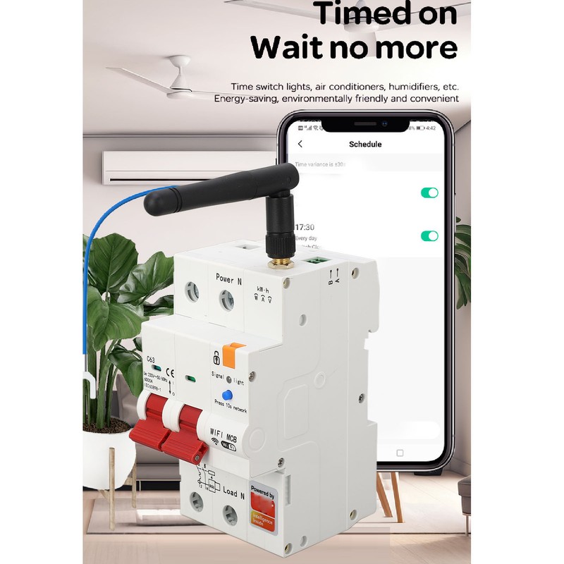 WiFi Circuit Breaker 2P Smart Phone APP Remote Switch for
