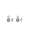 Sterling Silver Unique Simulated Turquoise Clear CZ High Polished Stud