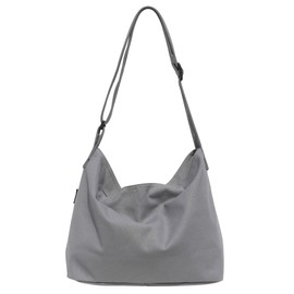 pieka Canvas Tote Bag with 3 Pockets, Zipper Closure, Shoulder Strap, Men's and Women's, Simple, gray, M