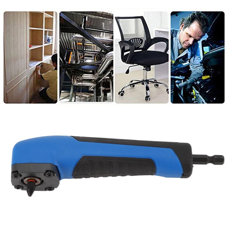 5.9in Right Angle Drill Attachment ABS Alloy Steel Ergonomic Blue