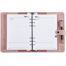 Calendar 2026 Book Calendar A5 1 Day One Page Diary with Notes, Pocket, Pen Holder, PU Leather Soft Cover, Refillable Year Planner Planner 26 Daily Planner 1 Day per Page, Jan.26-Dec.26