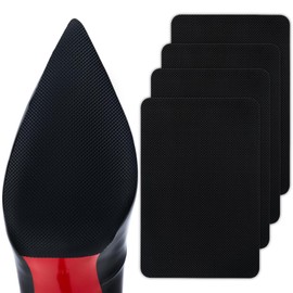 GADEBAO Shoe Sole Protector, 4 Pcs Self Adhesive Shoe Bottom Protector for High Heels, Silicone Anti Slip Shoe Grips on Bottom of Shoes, Sole Guard Non Slip Pads for Shoes (Medium, 6" by 4", Black)