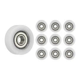 PATIKIL Nylon Round Pulley, 10 Pack 5x22x7mm Ball Bearing Guide Pulley Roller Round Wheel Double Metal Shielded Chrome Steel Bearings, White Silver Tone