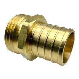 GRIDTECH Brass Garden Hose Adapter Fitting, 1” PEX Barb and 3/4” GHT Male Connector, Heavy-Duty High-Pressure Support, Rust and Corrosion Resistant