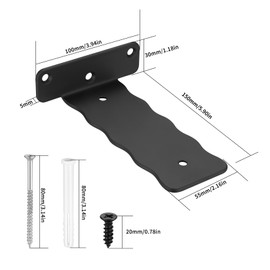 2 Pcs Floating Shelf Brackets Heavy Duty, 6" Scaffold Board Shelf Brackets, Rustic Black Metal L Brackets for Shelves, Wall Mounted Shelving Brackets for Walls Scaffold Boards Shelf Supports