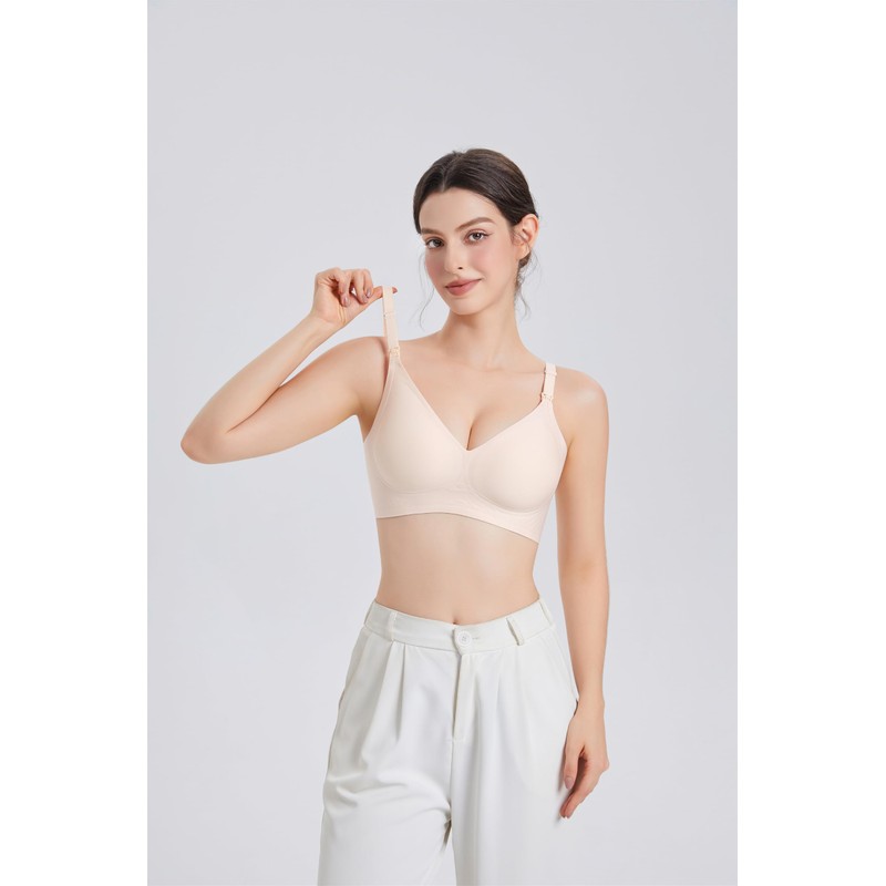 Athaelay Women's Wireless Deep V Neck Push Up Nursing Bras