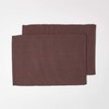 HOMESCAPES Set of 2 Brown Cotton Ribbed Placemats Rectangular Fabric