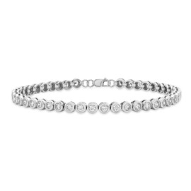 Tuscany Silver Women's Sterling Silver 3 mm Round White Cubic Zirconia 4 mm Tennis Bracelet, Silver, Cubic Zirconia