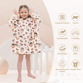 Fiosnow Milky Tea Blanket Hoodies for Kids Toddler 2-6YR Oversize Wearable Blanket Hoodies for Boys Girls Teens