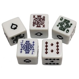 Cyber-Deals PU Leather Dice Cup, Premium Felt Lined Lid/Tray and Poker Dice Set in White Gift Box (Black/Dark Grey Cup, White Dice Spades Ace)