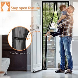 MagicQCraft Magnetic Fly Screen Door 100 * 220cm, Heavy Duty Bug Mesh Curtain with Powerful Magnets,Keep Bugs Out Lets Fresh Air in(Black)