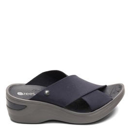 BZees Womens Desire Navy Stretch Slides 8.5 W