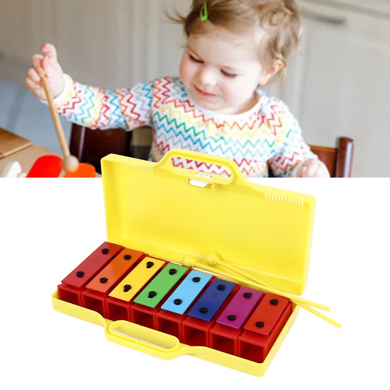 8 Notes Xylophone Colorful Educational Glockenspiel Xylophone Instrument with 2