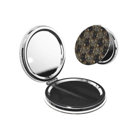KWSAAHU Double-Sided Pocket Compact Mini Makeup Mirrors 1x, 2X Magnifying Mirror Portable Foldable Round Small Purse Mirror Suitable Daily Travel Party for Man Woman - Retro Black Cat