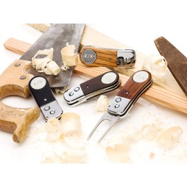 Premium Divot Tool with Real Wood Fitting, Pitchfix de Luxe, Ergonomic, A Great Golf Gift for Him and Her (Rose Wood, Red Brown)