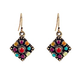 Usstore 1Pair Women Bohemian National Wind Retro Rhinestone Ear Stud Earrings Jewelry Eardrop Gift