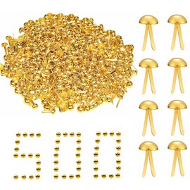 500PCS Split Pins, 8 x16MM Split Pins Craft Round Head Paper Fasteners Butterfly Pin Scrapbooking Brads for DIY Stamping Crafts Photo Walls (Gold)