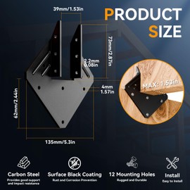 20pcs Black Hurricane Ties for Rafter 13-Gauge Hurricane Straps Fit 2x4, Heavy Duty Rafter Ties Brackets for Roofing Trusses Wood Timber, Joist Hangers Truss Rafter, Hot Dip Galvanized Powder Coating