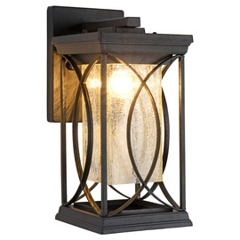 Modern Outdoor Wall Light Exterior Light Fixtures, Black Aluminum with Crack-Like Glass Create Gorgeous Lighting Effects UL and IP65 Waterproof Wall Sconce Outdoor for Garage, Front Porch Lighting