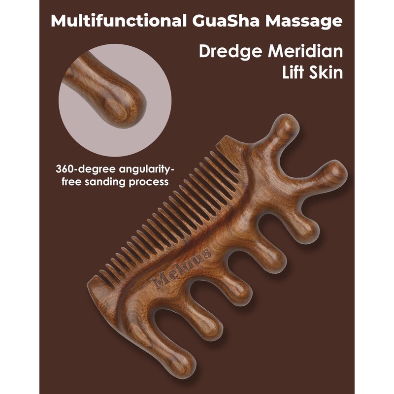 Melous 4 in 1 Sandalwood Gua Sha Massager, Scraping Massage