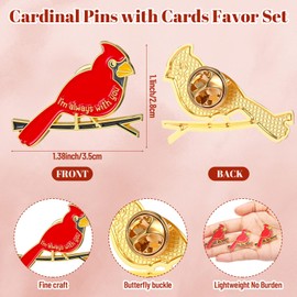 Qilery 40 Sets Celebration of Life Favors for Guests Cardinal Pin Funeral Favors Memorial Gifts with I'm Always with You Cards Avid Birder Sympathy Souvenirs