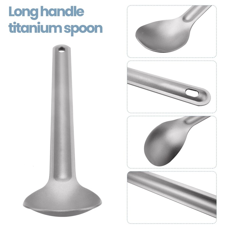QuirkyLiving 1pc Titanium Spoon 21.5cm x 3.9cm Camping Outdoor Tableware
