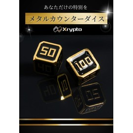 Xrypto Metal Premium Metal Counter Dice Damage Counter (10.20.30.40.50.100, Gold Green)