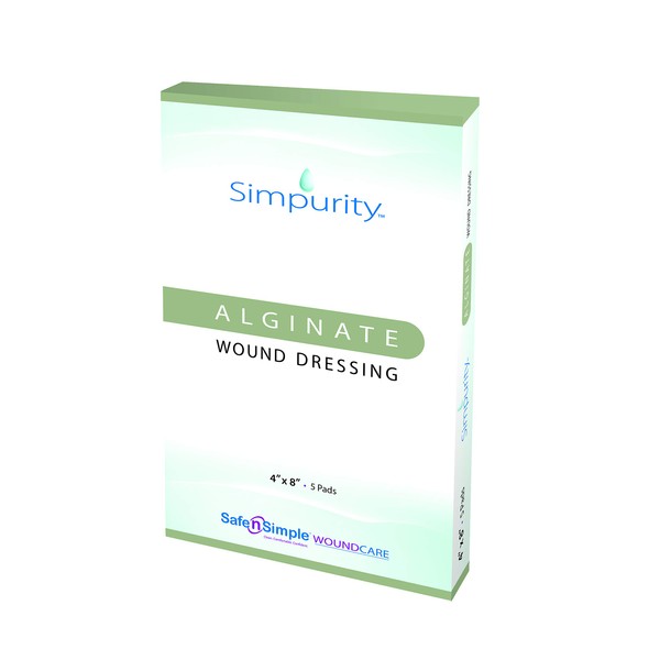 Simpurity Calcium Alginate Wound Dressing, 4" x 8", Box of 5