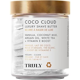 Truly Crema de afeitar Beauty Coco Cloud para mujeres con piel sensible, manteca de afeitar batida para piernas, vello púbico, axilas, cuerpo, zona ín