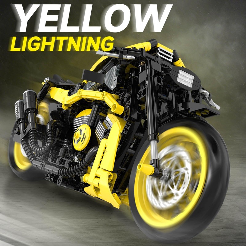MJDDJA 1:8 Muscle Motorcycle Car Building Set for Adults, Kickstand