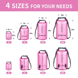 Zanhour Waterproof Dry Bag - Roll Top Transparent Storage Bag,2L/5L/10L/20L,Suitable for Traveling, Swimming, Kayaking, Camping, Fishing, Rainy Day Trips