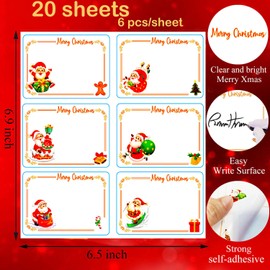 Christmas Stickers Labels 120Pcs Christmas Name Gift Labels Christmas Gift Tags Stickers Christmas Tags Labels Self Adhesive Christmas Tags Sticker for Present Party Bags Cards Envelope