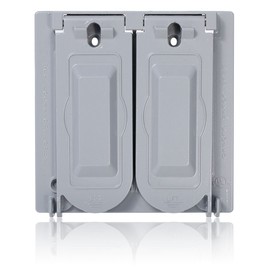 Leviton Weatherproof Cover, 2-Gang for Decora, GFCI, Duplex, or Single Receptacle, Horizontal Mount, Metallic Enclosure, Gray, WM2V-GY Outdoor Outlet Cover