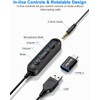 USB Headset with Microphone 3.5mm in-line Wired USB Headphones with