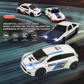 1/43 Mini RC Drift Car 2.4GHz RTR Full Proportional Remote Control Rally Sport Cars 4WD High Speed Racing Lights Kit and Racing Tires (4307)