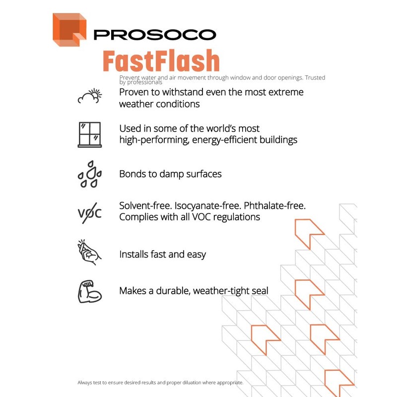PROSOCO FastFlash | Waterproof and Airtight Fluid-Applied Flashing Membrane -