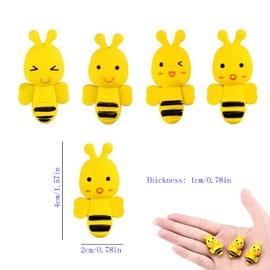 Hoshisea Pack of 50 Bee Erasers, Creative Erasers, Mini Animal Erasers, Yellow Erasers, Stationery for Homework Rewards and Gift Fillings