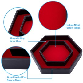 SIQUK Dice Tray with Lid Hexagon Dice Rolling Tray Dice Holder for Dice Games Like RPG, DND and Other Table Games, Red