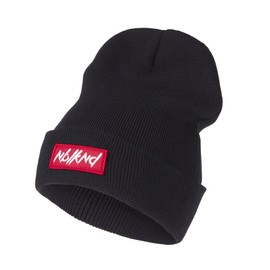 Nebelkind Herren Beanie Folded Patch Strickmütze Schwarz One Size