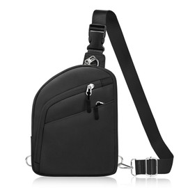 TOPEAST Anti-Theft Crossbody Travel Bag for Women Men, Small Black Cross-Body Bag Shoulder Bag with Zipper Switchable Strap, Fashion Lightweight Slim Sling Bag for Work Sport Gift