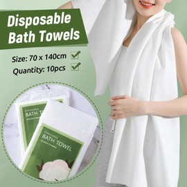 Luriseminger 10 x Disposable Shower Towels, Portable Disposable Bath Towel Made of Non-Woven Fabrics, Large Disposable Towels for Beauty, Travel, Hotel, Excursion, Camping (70 x 100 cm)
