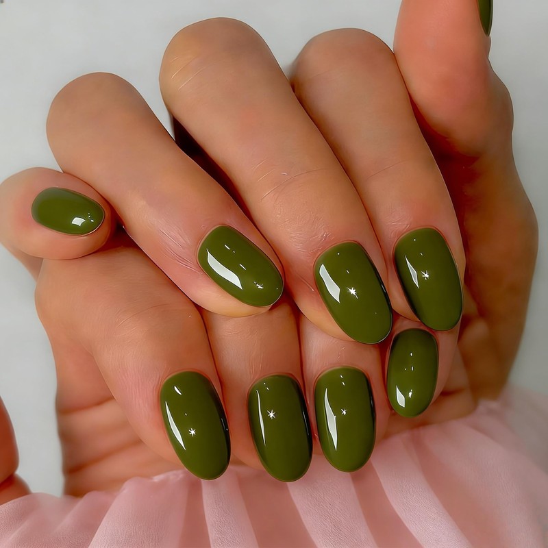 SXVME Uñas postizas cortas de gel suave, 32 piezas, 16