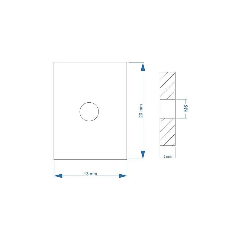 Slot Nut | Threaded Plate 20 x 13 x 5