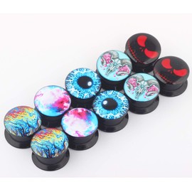 TIANCI FBYJS 5 Pairs Ear Tunnels Screw Fit Plugs Acrylic Black Internally Earrings Gauges Stretcher Piercing Kit Expander Set for Men Women (6mm=2g)